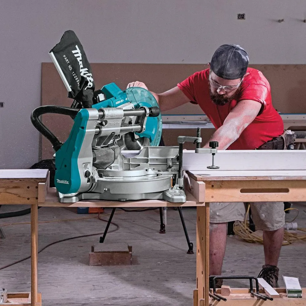 18-Volt Lithium-Ion Brushless Cordless 10 in. Dual-Bevel Sliding Compound Miter Saw and Portable Rise Miter Saw Stand
