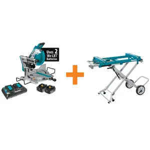 18-Volt Lithium-Ion Brushless Cordless 10 in. Dual-Bevel Sliding Compound Miter Saw and Portable Rise Miter Saw Stand