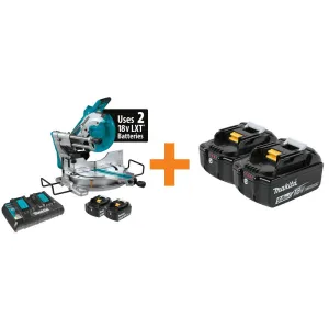 18-Volt X2 LXT 10 in. Brushless Cordless Dual-Bevel Sliding Compound Miter Saw Kit Laser 5.0 Ah with Batteries 5.0 Ah