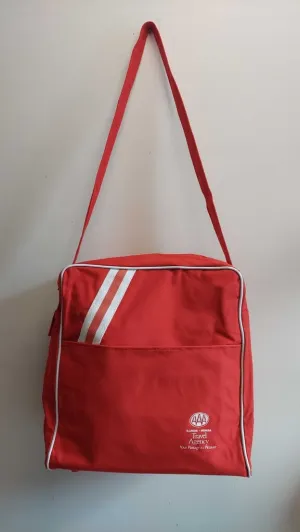 1970s Red Sporty Canvas VintageTravel Tote Messenger Bag by Customcraft Industries made in Thailand