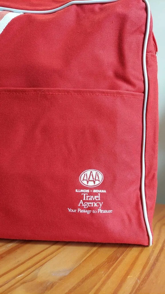 1970s Red Sporty Canvas VintageTravel Tote Messenger Bag by Customcraft Industries made in Thailand