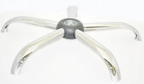 24" Heavy Duty 5 Spoke Silver Steel Metal Base for Office Chair Leg with FREE WHEELS CASTORS