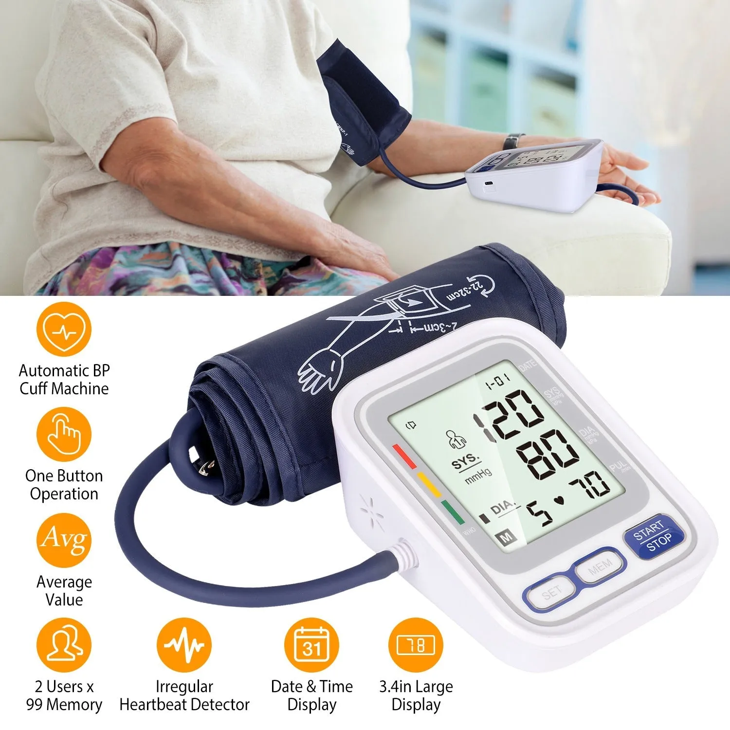 Automatic Arm Blood Pressure Monitor Digital