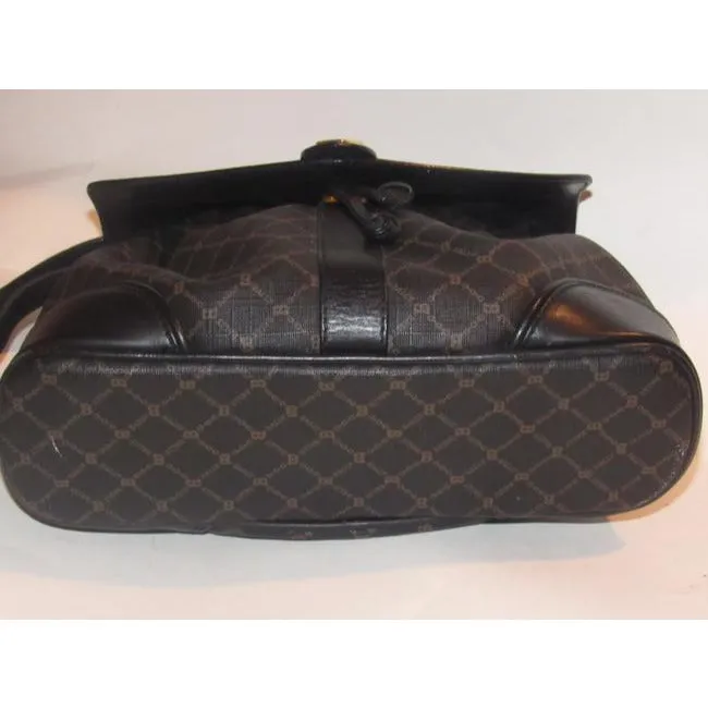 Bally Vintage Pursesdesigner Purses Brown And Black Logo Print Coated Canvas Leather Cross Body Bag