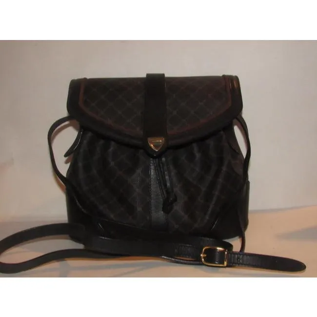 Bally Vintage Pursesdesigner Purses Brown And Black Logo Print Coated Canvas Leather Cross Body Bag