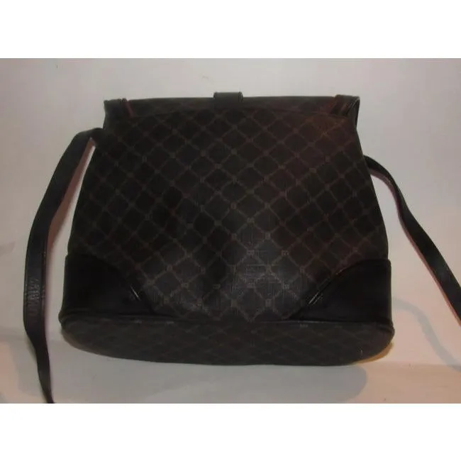 Bally Vintage Pursesdesigner Purses Brown And Black Logo Print Coated Canvas Leather Cross Body Bag