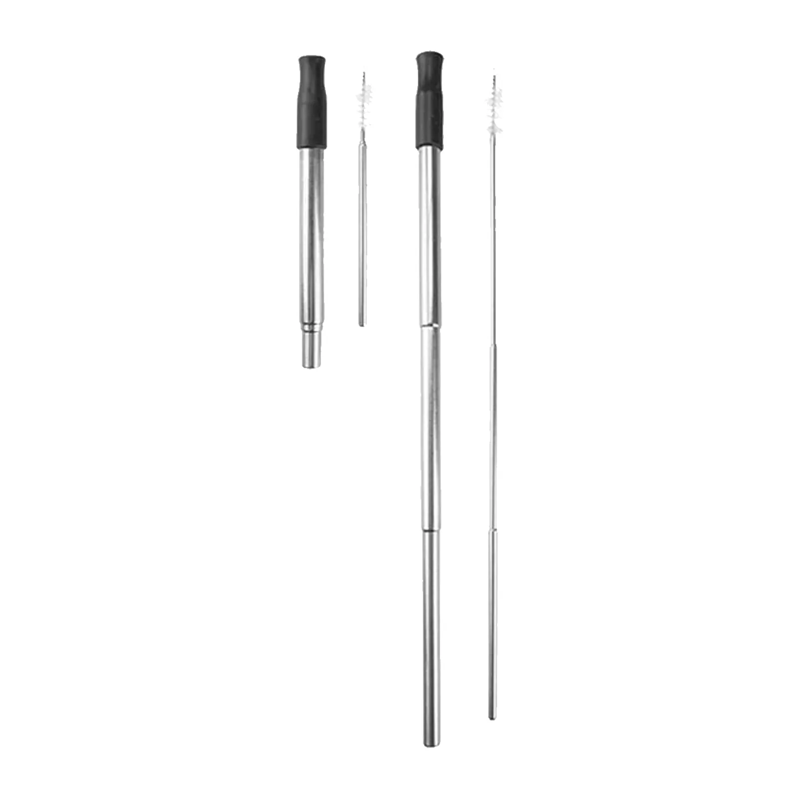 B&Co Collapsible Straw And Brush In Case Silver