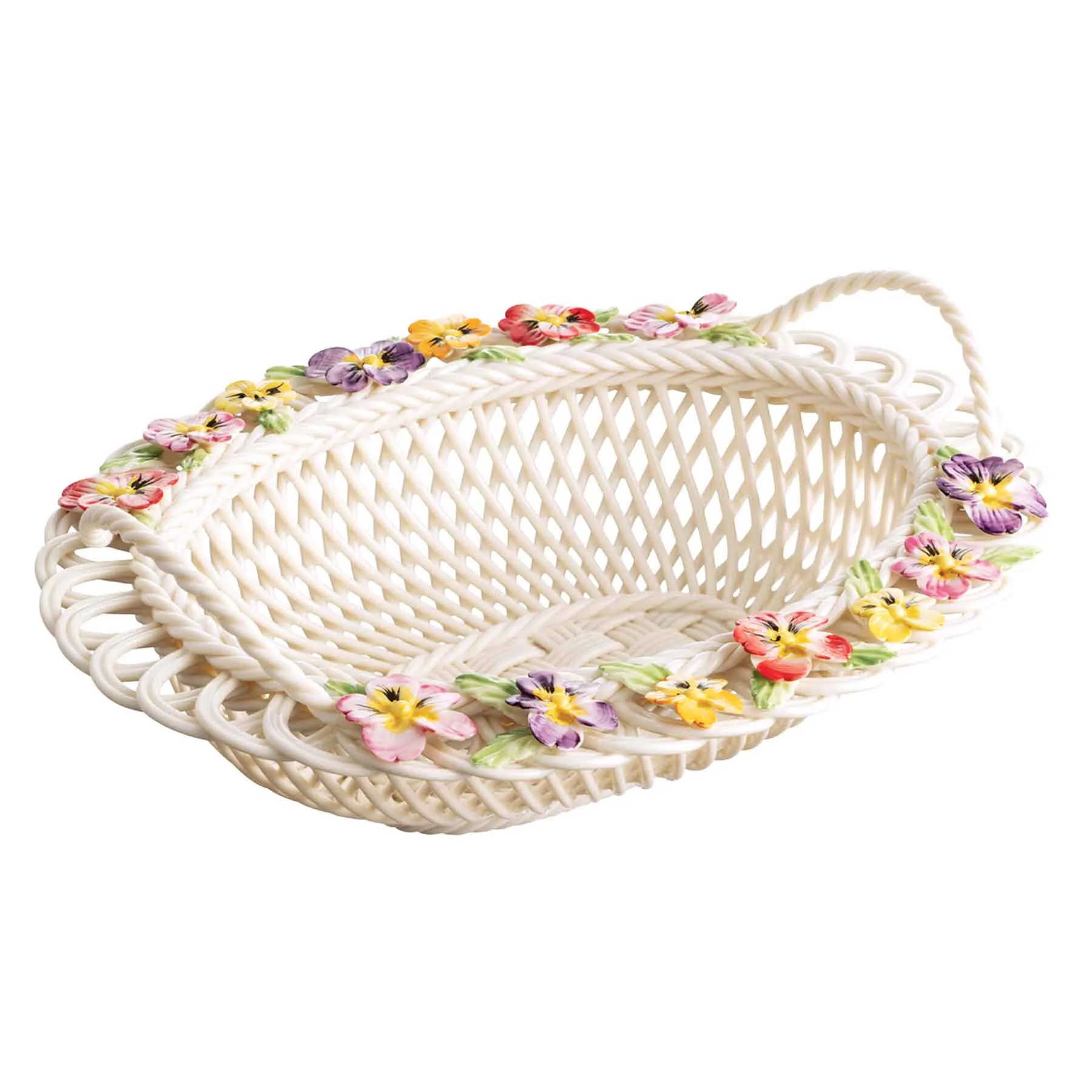 Belleek Classic Pansy Oval Basket