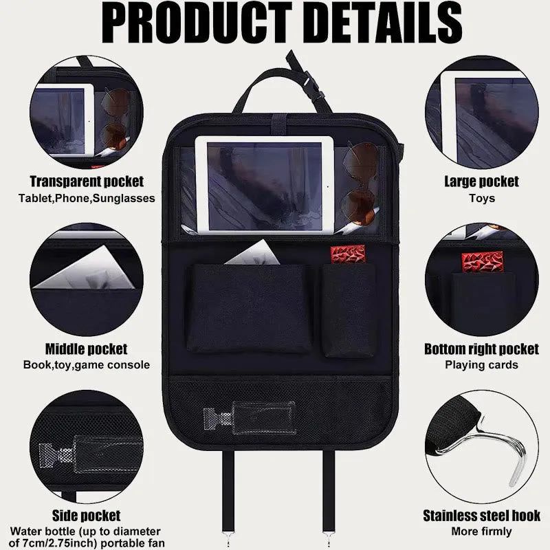 Car Organizer Oxford Material With Tray Seat Back Storage Bag