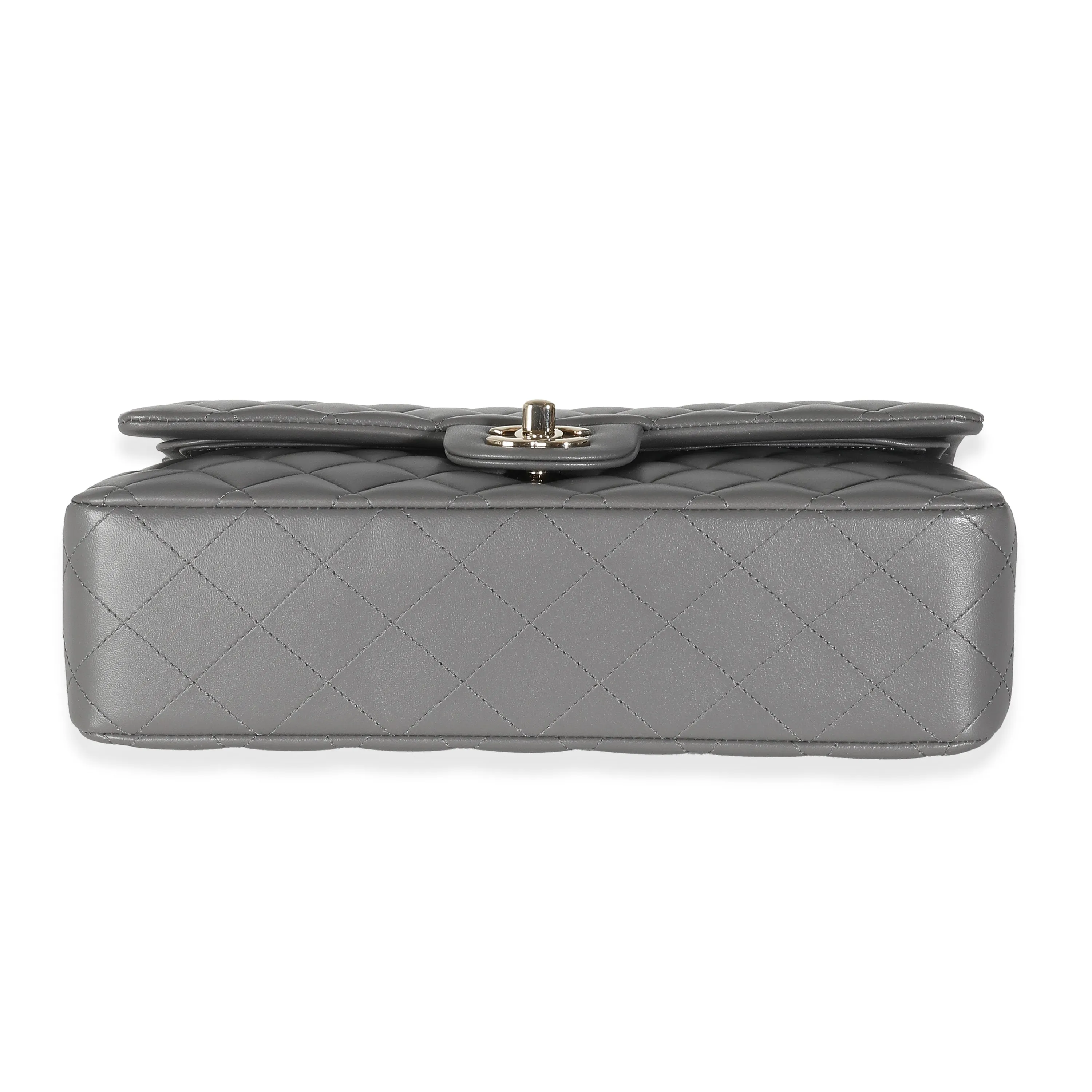 CHANEL 22A Grey Quilted Lambskin Medium Classic Double Flap Bag