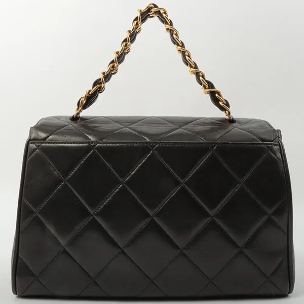 Chanel Around 1995 Made Design Flap Turn-Lock Chain Hand Bag Black