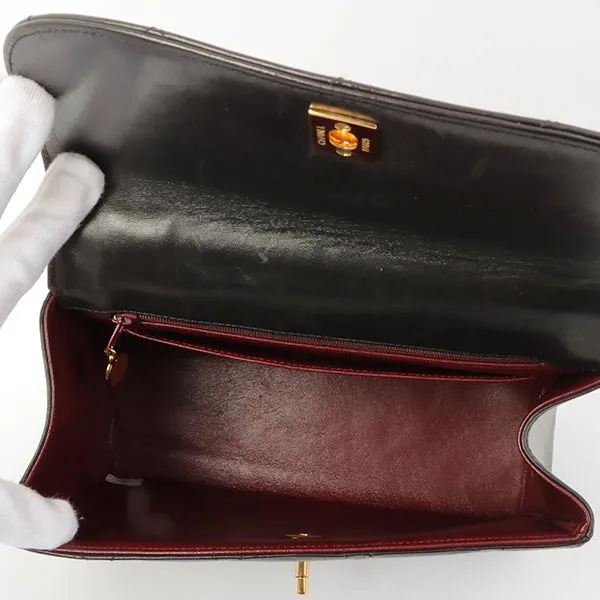 Chanel Around 1995 Made Design Flap Turn-Lock Chain Hand Bag Black