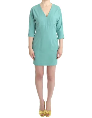Costume National Elegant Green V-Neck Midi Dress