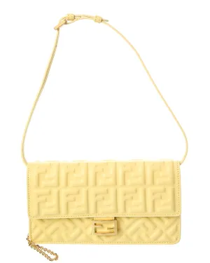 FENDI Baguette FF Leather Wallet On Chain