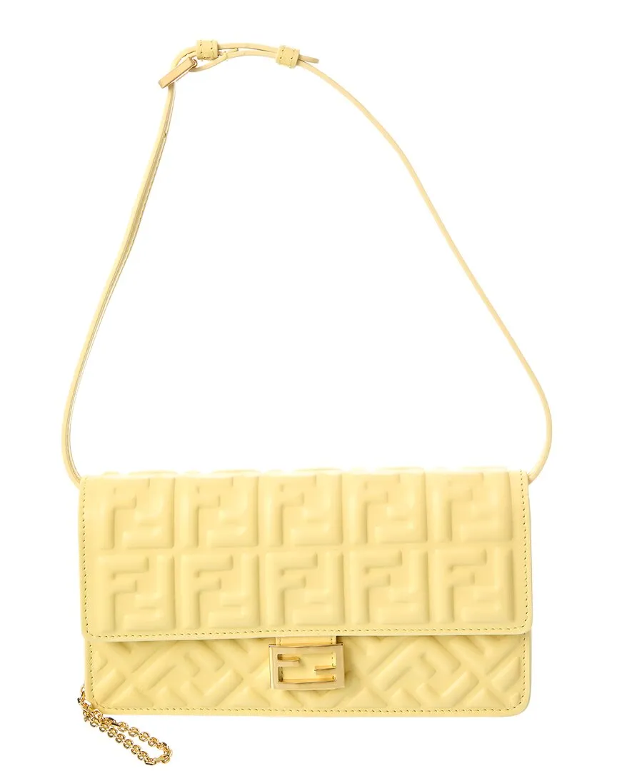 FENDI Baguette FF Leather Wallet On Chain