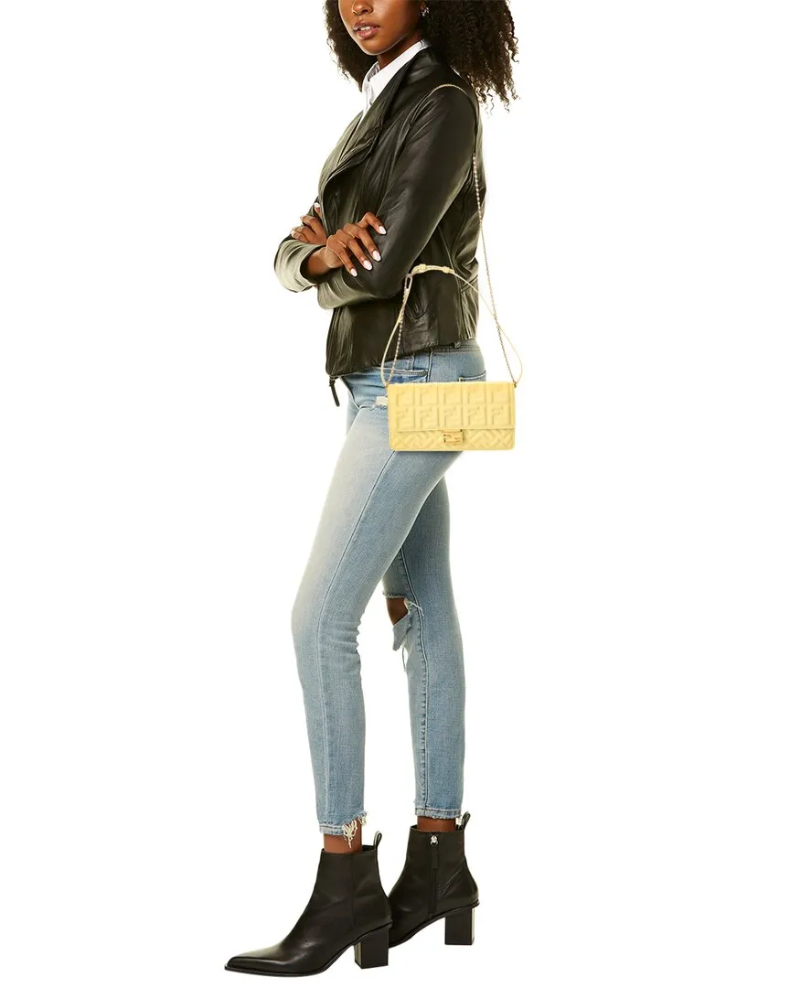 FENDI Baguette FF Leather Wallet On Chain