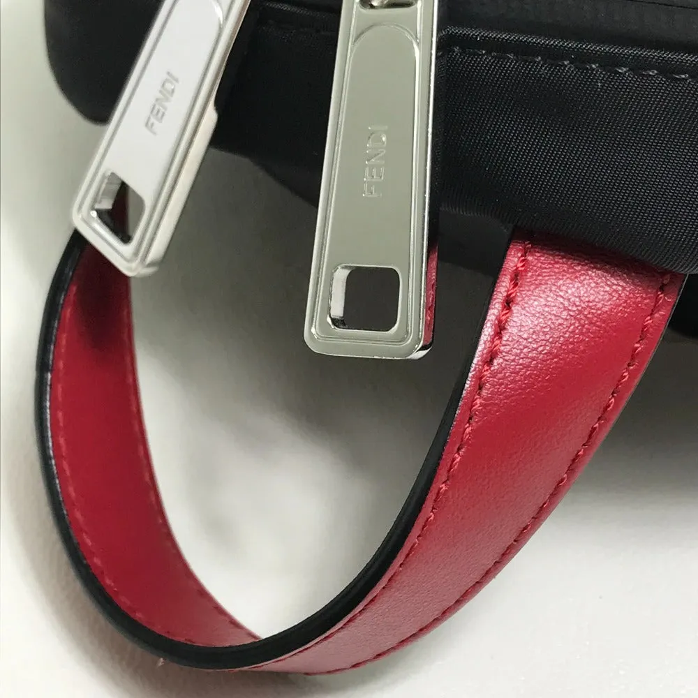 FENDI Shoulder Bag 7VZ049 Fabric / Leather Black / red Belt bag Zucca FF pattern