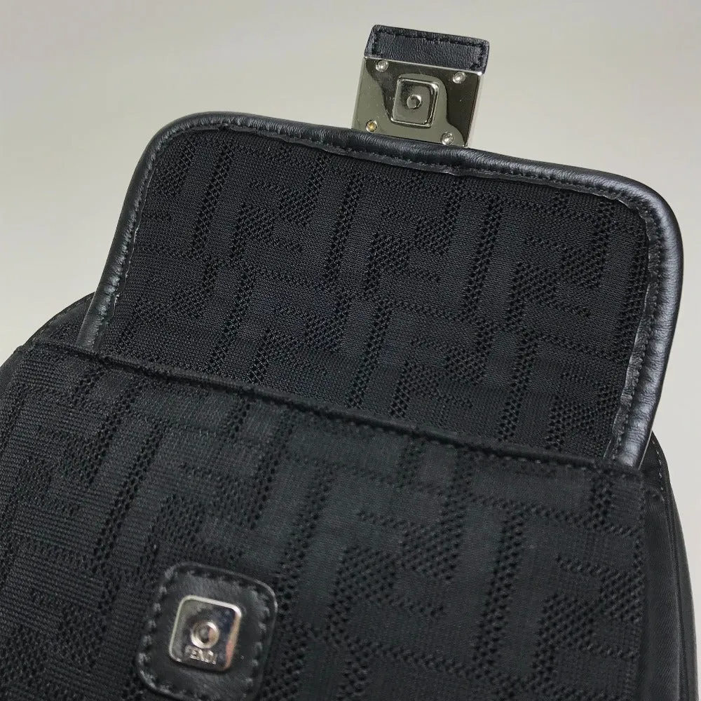 FENDI Shoulder Bag 7VZ049 Fabric / Leather Black / red Belt bag Zucca FF pattern