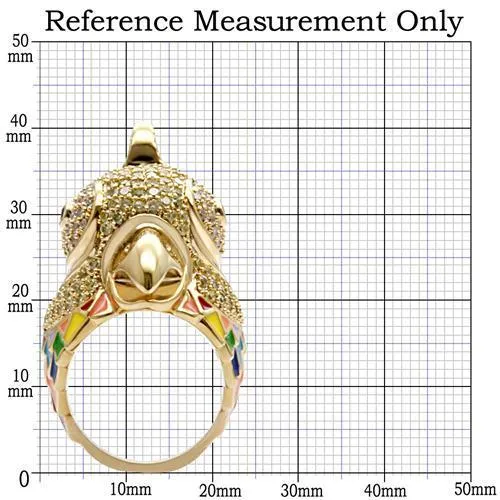 Gold Brass Ring with AAA Grade CZ in Multi Color for Women Style 1W087