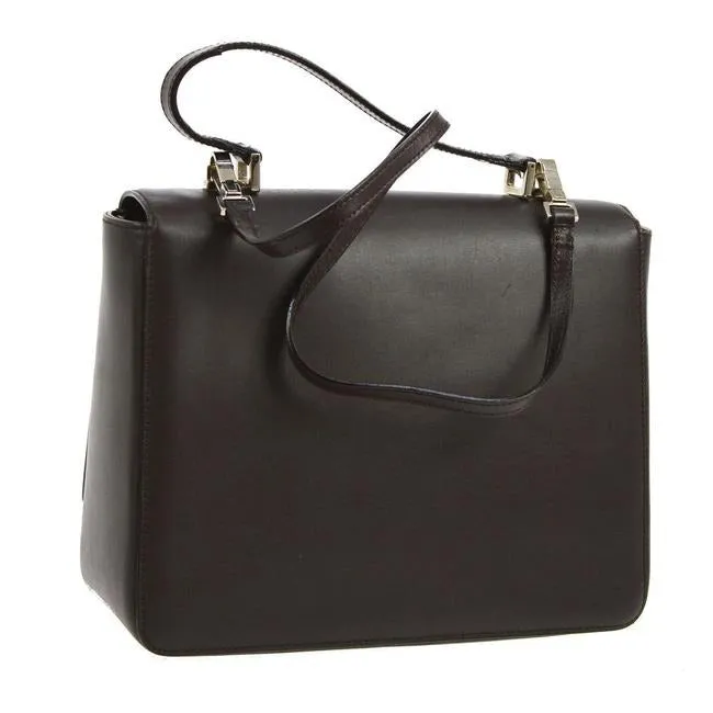 Gucci Shoulder Bag Smooth Two Way Or Brown Leather Satchel