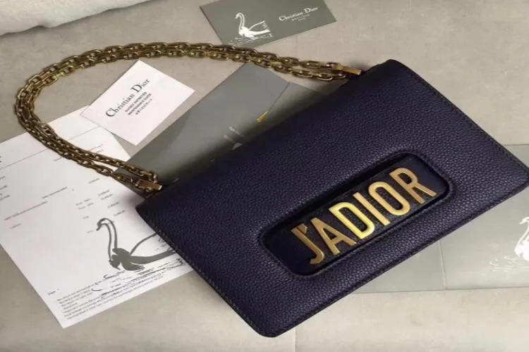J’Adior Calfskin Flap Bag Dark Blue