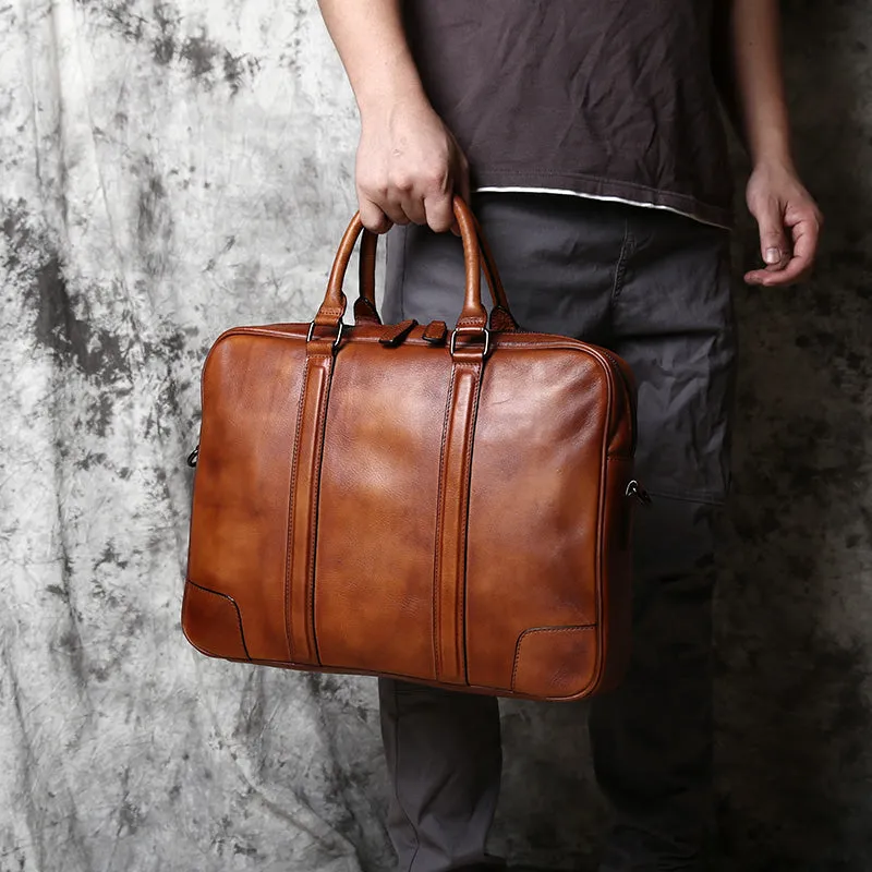 Leather Messenger Bag, Leather Laptop Briefcase, Rustic Briefcase, Handmade Cross-body Bag