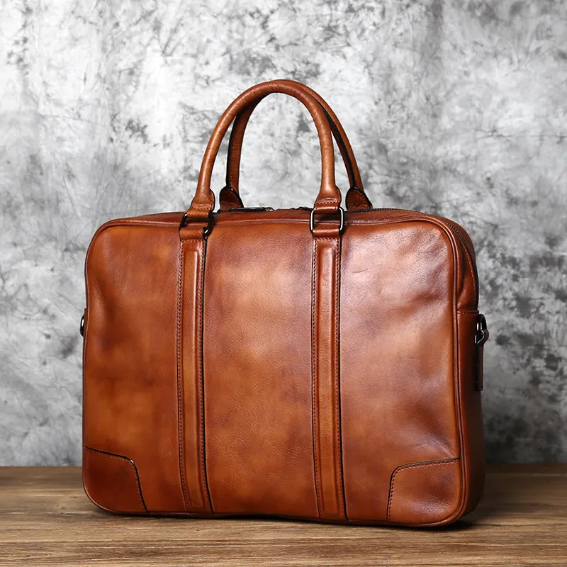Leather Messenger Bag, Leather Laptop Briefcase, Rustic Briefcase, Handmade Cross-body Bag