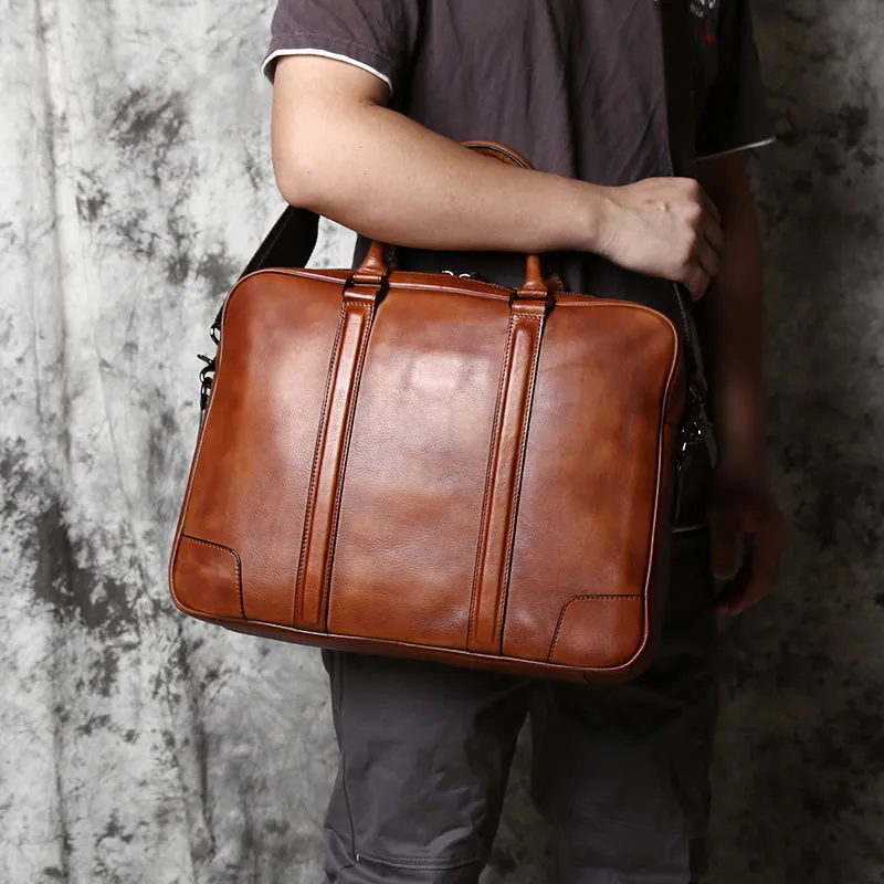 Leather Messenger Bag, Leather Laptop Briefcase, Rustic Briefcase, Handmade Cross-body Bag