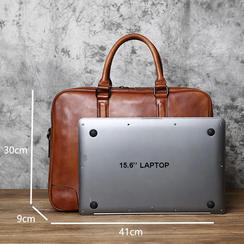 Leather Messenger Bag, Leather Laptop Briefcase, Rustic Briefcase, Handmade Cross-body Bag