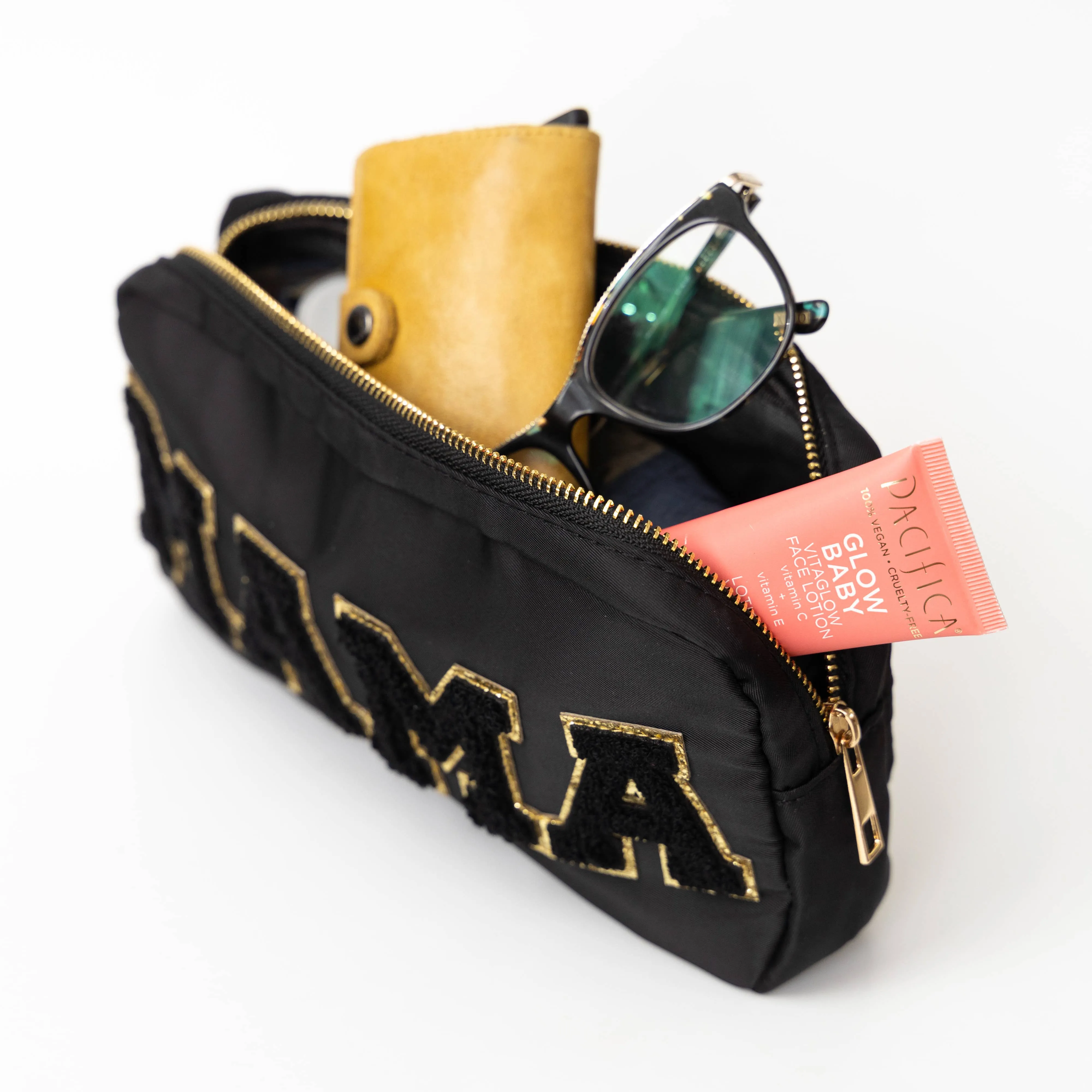 Mama Nylon Chenille Letter Travel Makeup Pouch