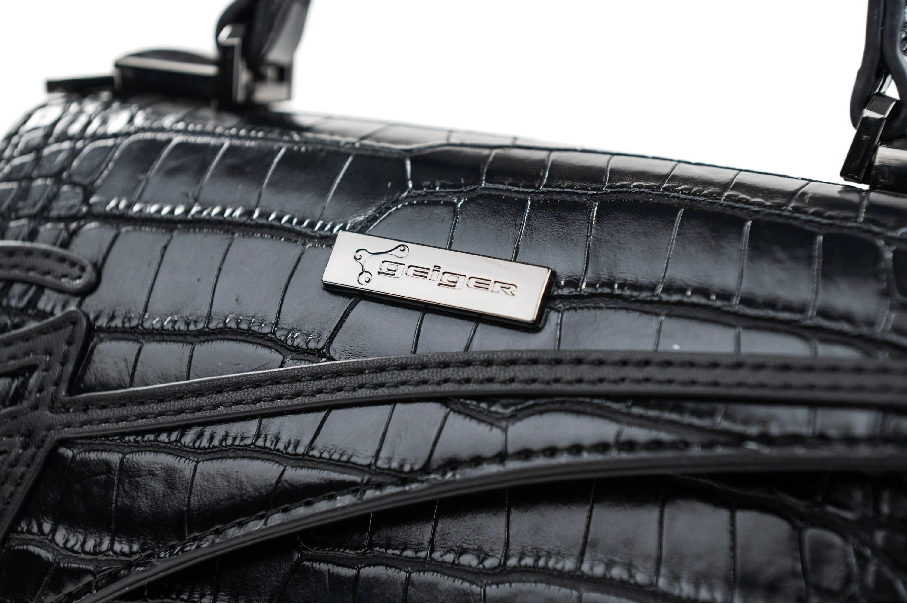 Medium Black Croc Lowercase Flap Bag
