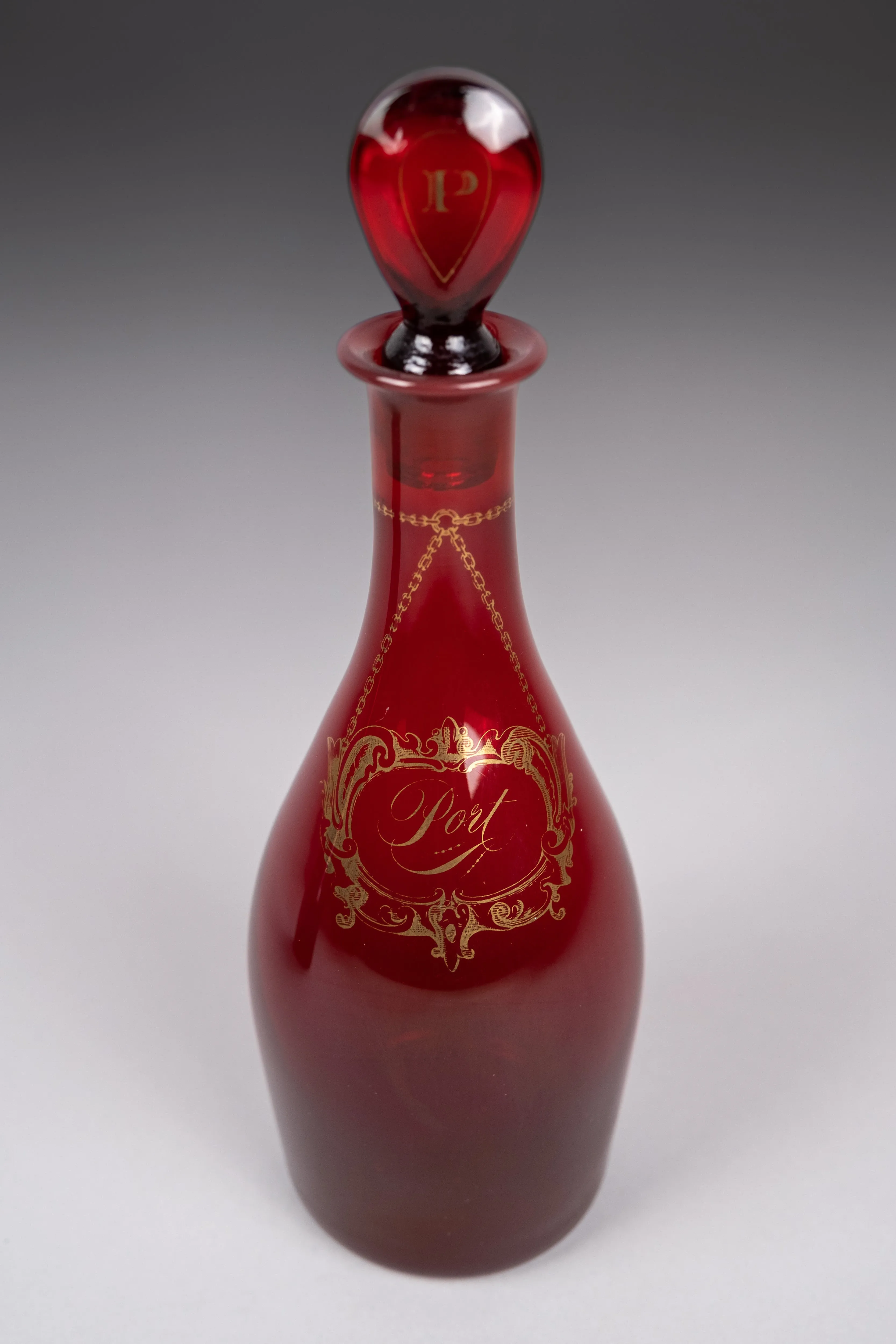 Pair Of Georgian Bristol and Ruby Glass Decanters (Sherry & Port)