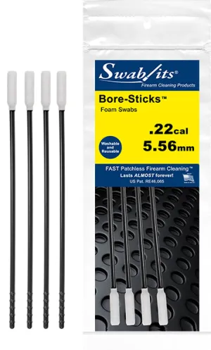 (Single Bag) .22cal/5.56mm One-Piece Rod W/Swab Cleaning Tool Bore-Sticks™ by Swab-its®: 3-in-1 Cleaning Tools: 43-2209