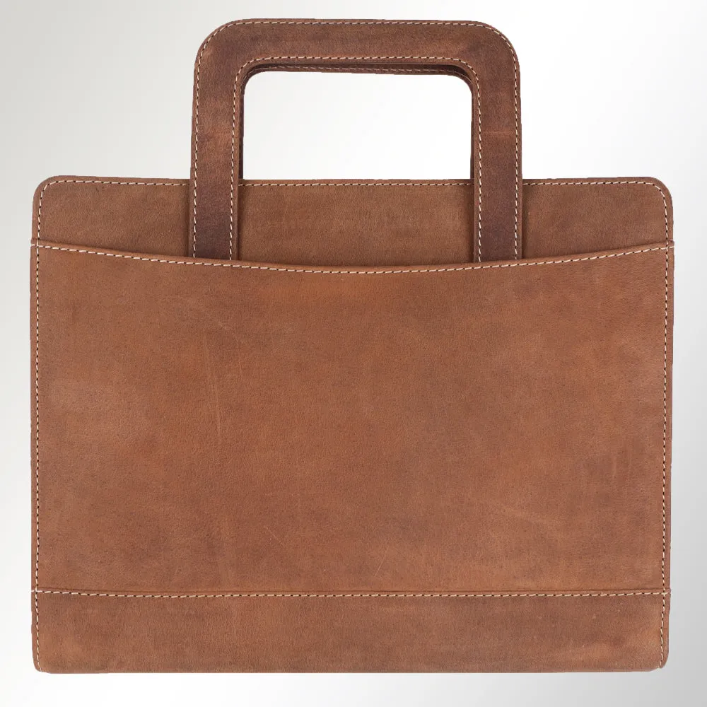 Spaghetti Western Swc420Brn Briefcase Vintage Handmade Drum Dyed Genuine European Cowhide Leather Women Bag Western Handbag Purse