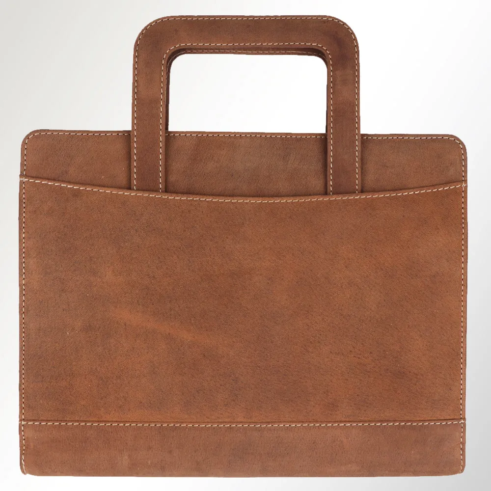 Spaghetti Western Swc420Brn Briefcase Vintage Handmade Drum Dyed Genuine European Cowhide Leather Women Bag Western Handbag Purse