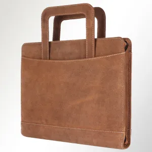 Spaghetti Western Swc420Brn Briefcase Vintage Handmade Drum Dyed Genuine European Cowhide Leather Women Bag Western Handbag Purse