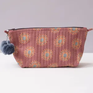 Sunflower Terracotta Block Printed Makeup Pouch