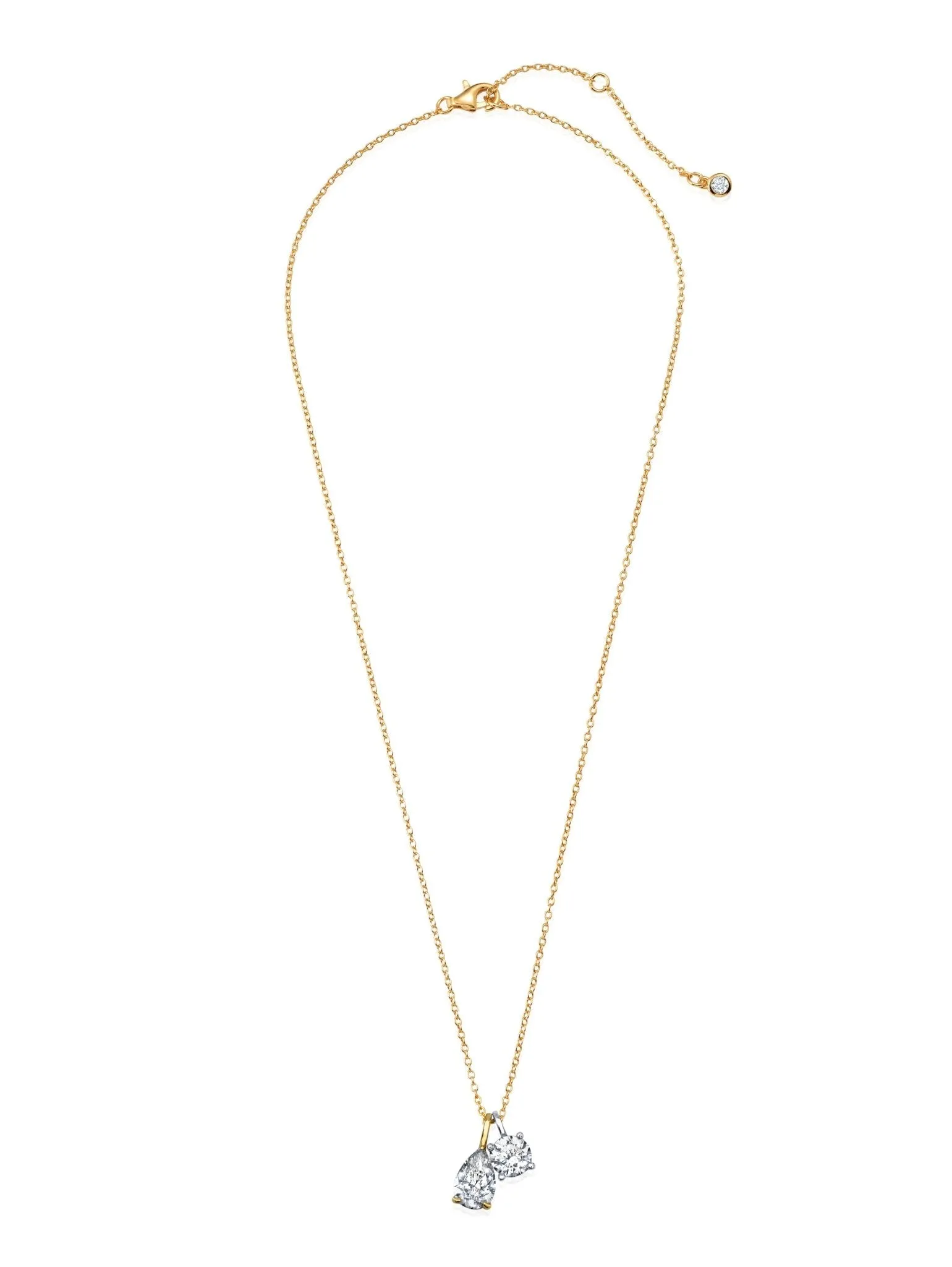 Two Pendant Necklace in Gold