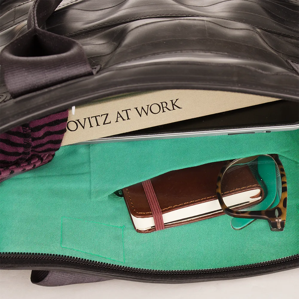 Upcycled bicycle inner tube shoulder bag- Made in the USA