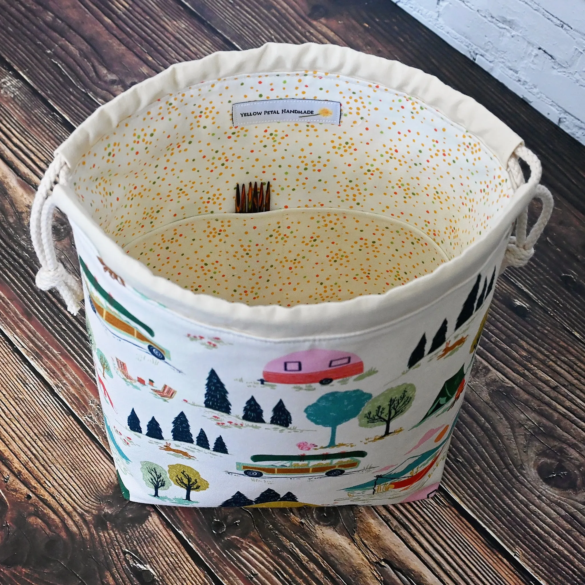 Vintage Camper Drawstring Project Bag