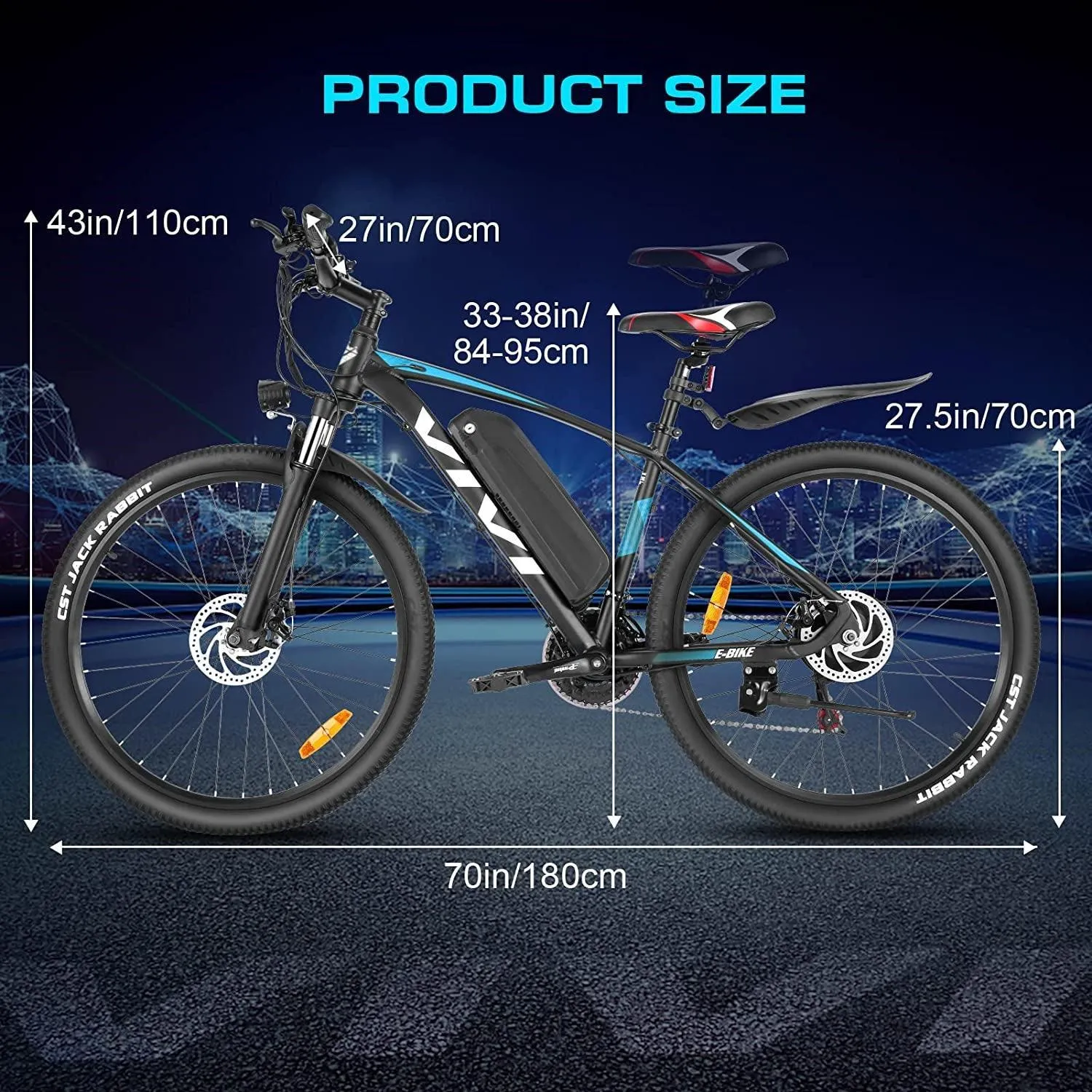VIVI H7UL 27.5" High-Step Off Road Electric Mountain Bike UL2849 Certified