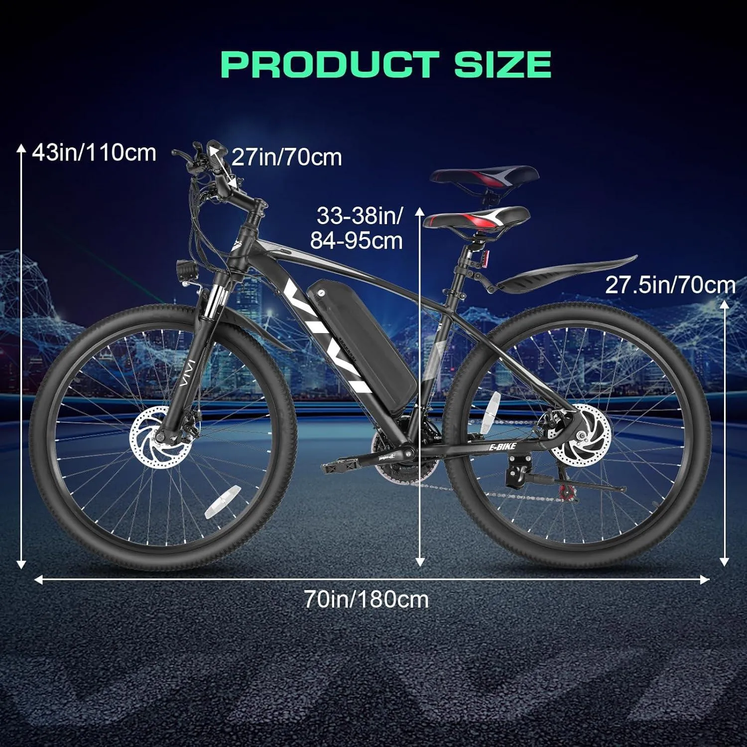 VIVI H7UL 27.5" High-Step Off Road Electric Mountain Bike UL2849 Certified