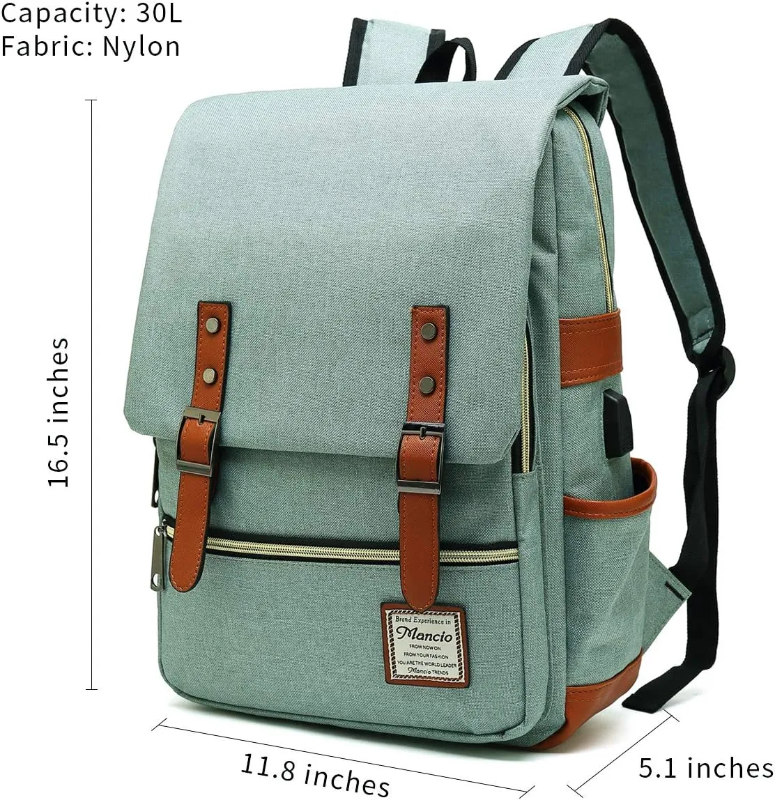 Waterproof Green Shoulder Daypack Laptop Backpack