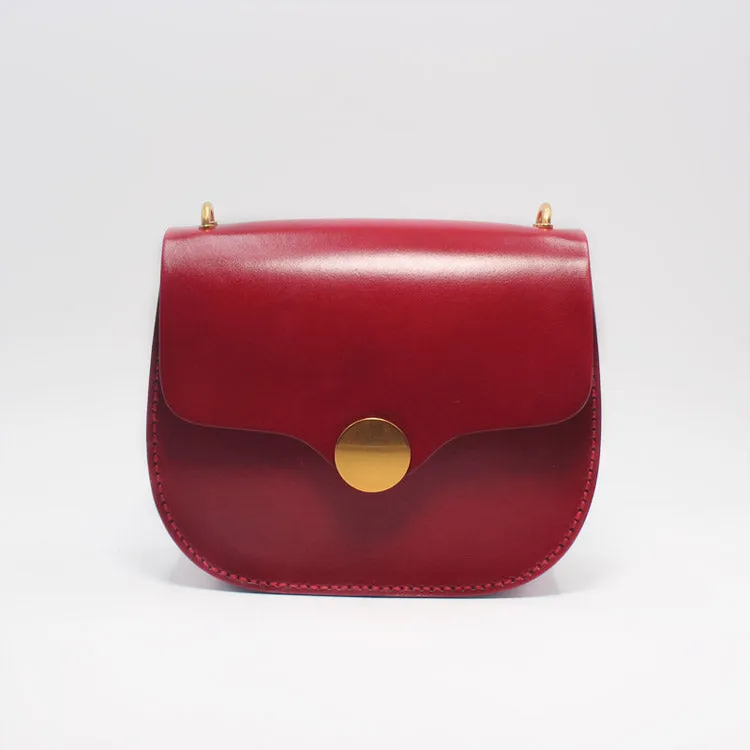 Women Red Leather Saddle Bag Crossbody Bags Shoulder Bag for Women